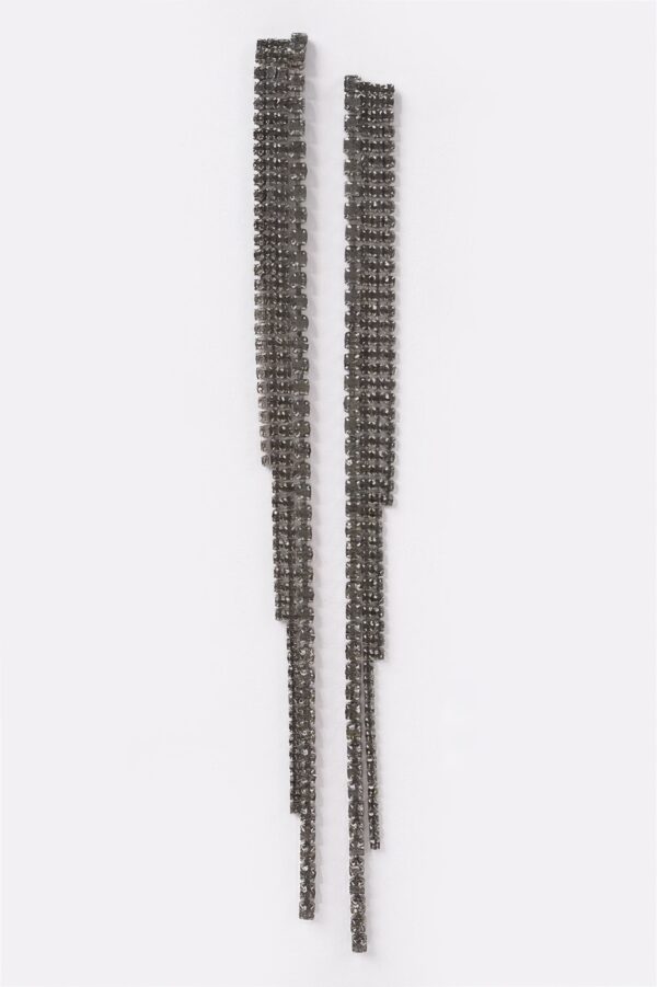 Rhinestone String Drop Earrings – Long Vertical