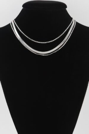 Triple Snake Chain Necklace – Layered Polished 14-Inch