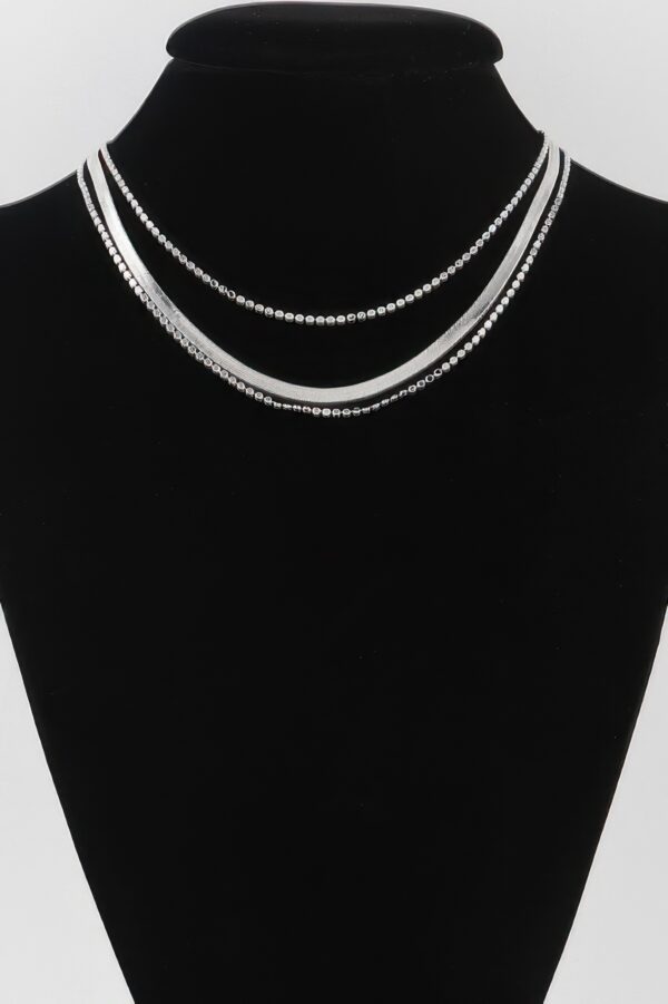 Triple Snake Chain Necklace – Layered Polished 14-Inch
