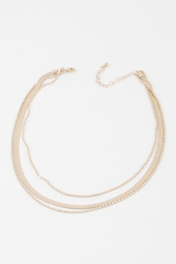 Triple Snake Chain Necklace – Layered Polished 14-Inch