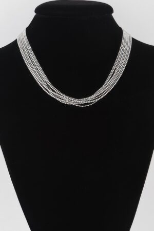 Layered Cubic Rhinestone Necklace – Multi-Strand Shine