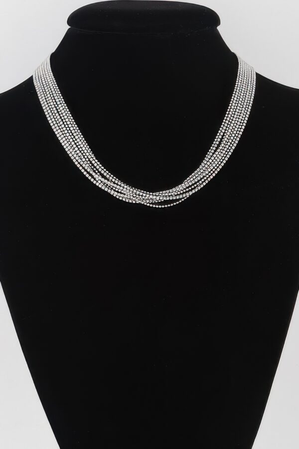 Layered Cubic Rhinestone Necklace – Multi-Strand Shine