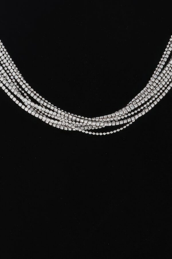 Layered Cubic Rhinestone Necklace – Multi-Strand Shine