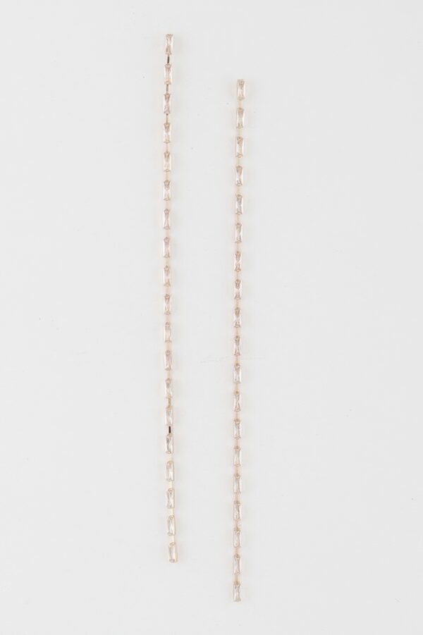 Crystal Bar Drop Earrings – Slim Vertical Bar