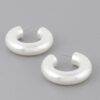 Chunky Polished Cream Hoop Earrings – 1.5 in