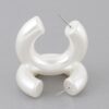 Chunky Polished Cream Hoop Earrings – 1.5 in