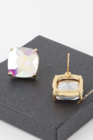14k Rhinestone Stud Earrings – Polished Compact Studs