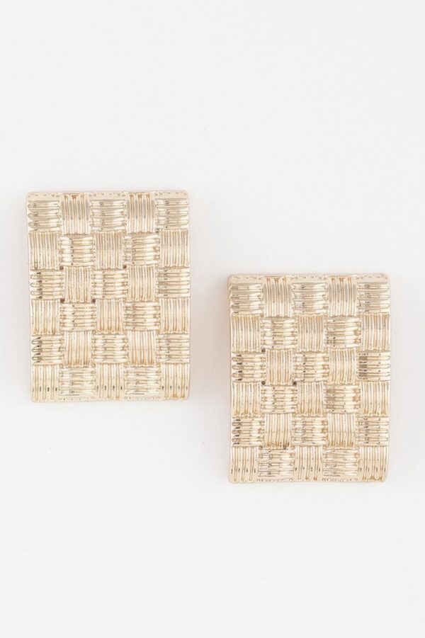 Cross Hatch Plate Earrings – Textured Geometric Discs