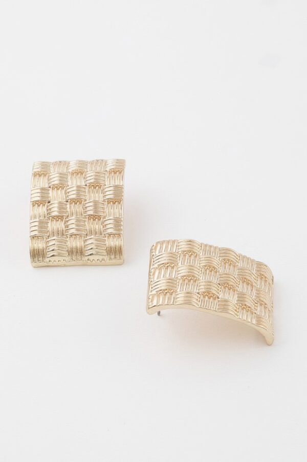Cross Hatch Plate Earrings – Textured Geometric Discs