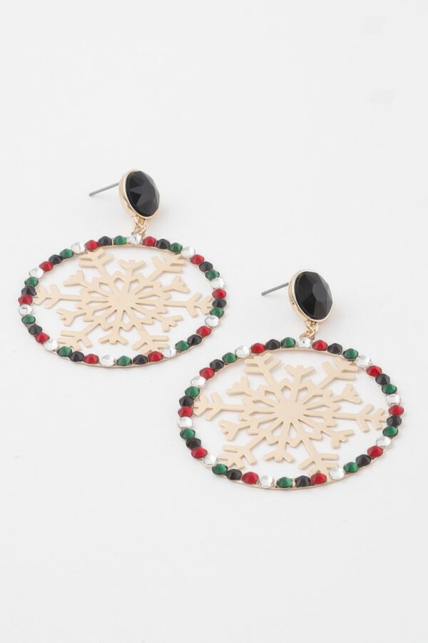 Jeweled Snowflake Drop Earrings – Sparkling Motif