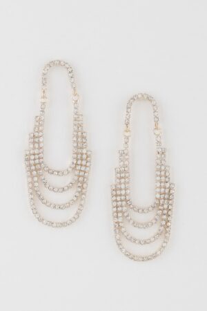 Tiered Multi-Rhinestone Drop Earrings – Delicate Drop