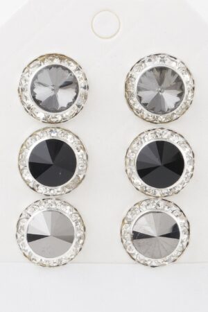 Triple Jeweled Stud Earring Set – Sparkling Trio
