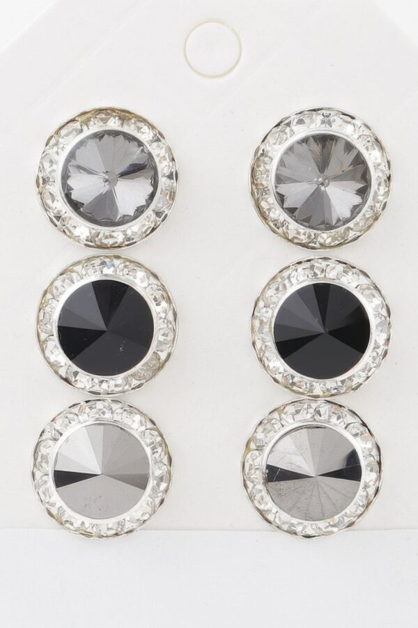 Triple Jeweled Stud Earring Set – Sparkling Trio