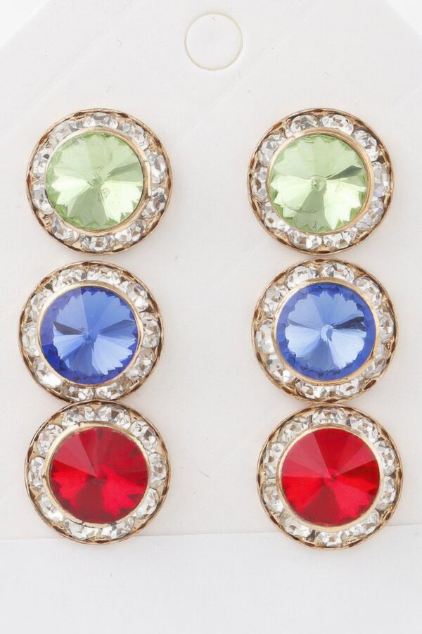 Triple Jeweled Stud Earring Set – Sparkling Trio