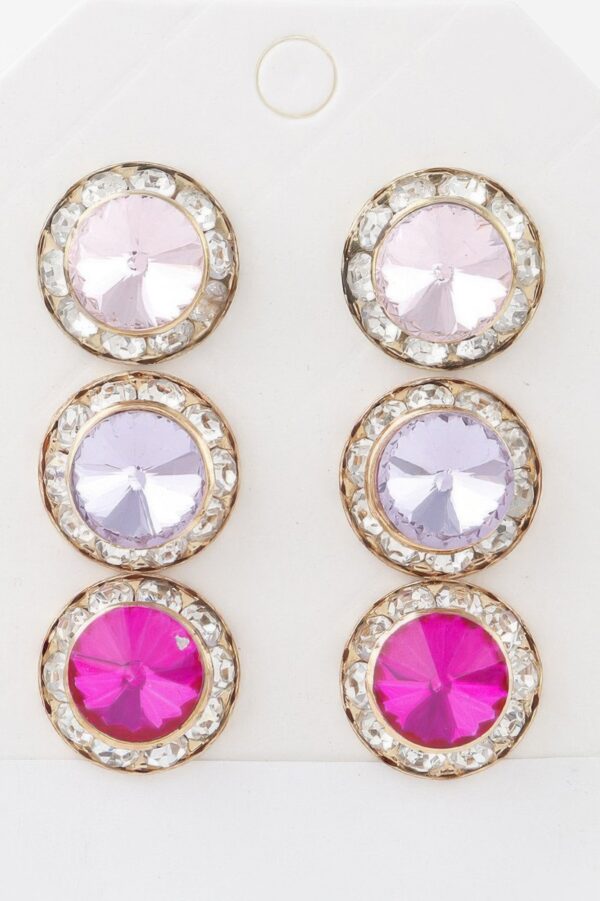 Triple Jeweled Stud Earring Set – Sparkling Trio