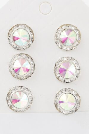 Multi Jeweled Stud Earrings Set – Faceted Stone Studs