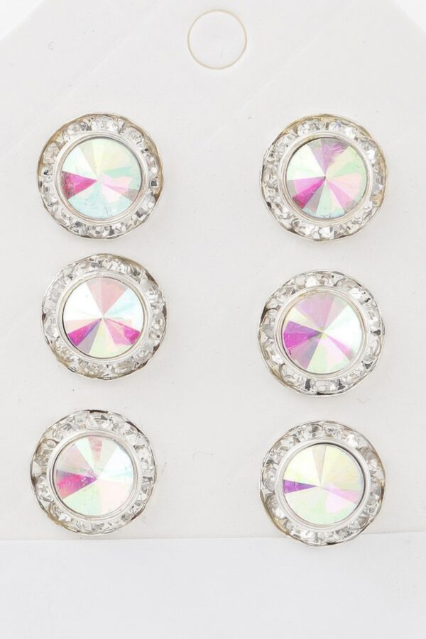 Multi Jeweled Stud Earrings Set – Faceted Stone Studs