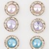 Multi Jeweled Stud Earrings Set – Faceted Stone Studs