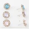 Multi Jeweled Stud Earrings Set – Faceted Stone Studs