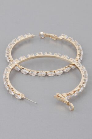 Petite Jeweled Hoop Earrings – 2.2″ Dainty Hoops