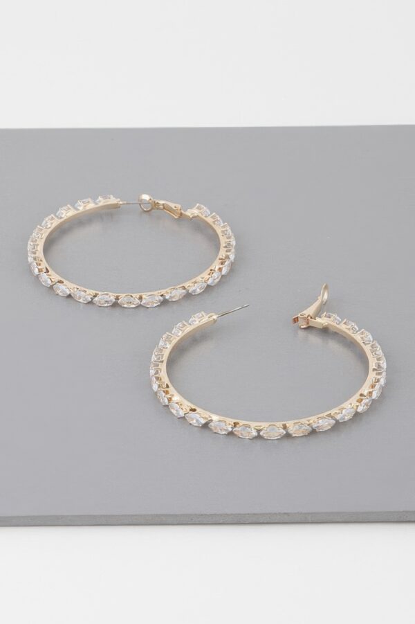 Petite Jeweled Hoop Earrings – 2.2″ Dainty Hoops