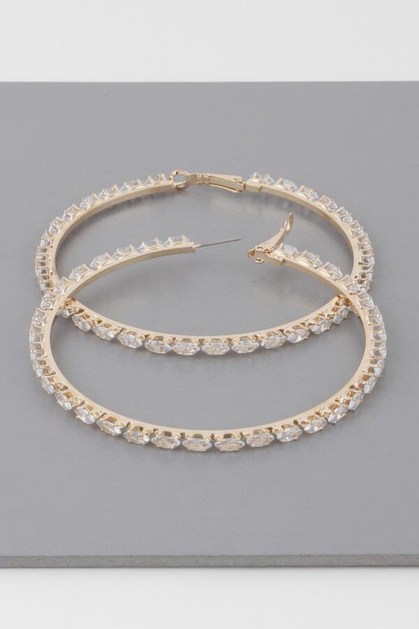 Teardrop Jeweled Hoop Earrings – Oversized Facet Hoops