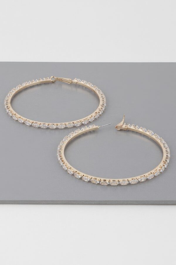 Teardrop Jeweled Hoop Earrings – Oversized Facet Hoops