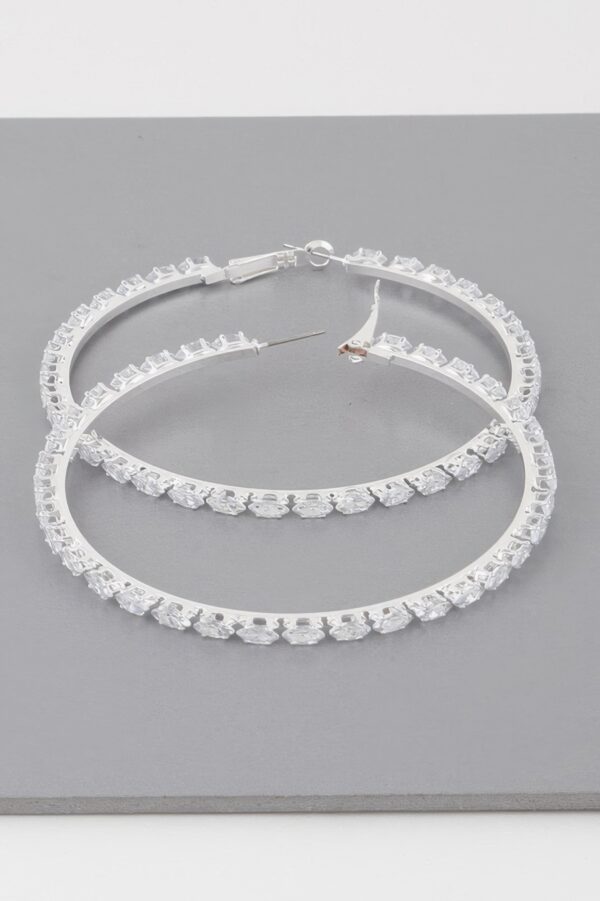 Teardrop Jeweled Hoop Earrings – Oversized Facet Hoops