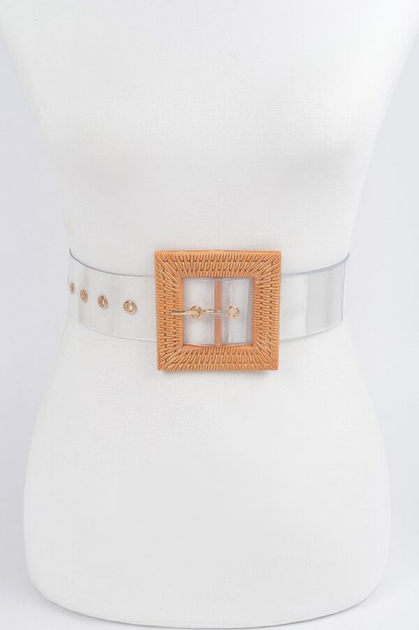 Plus Size Transparent Belt with Faux Bamboo Buckle