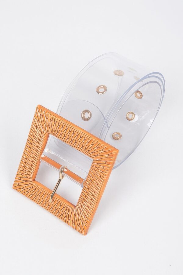 Plus Size Transparent Belt with Faux Bamboo Buckle