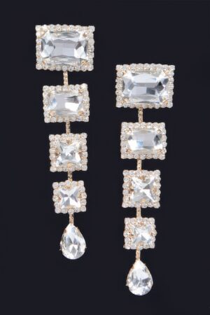 Rhinestone Drop Earring – Slender Cascading Sparkle