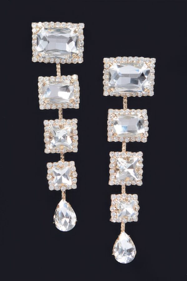 Rhinestone Drop Earring – Slender Cascading Sparkle