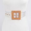 Faux Bamboo Buckle Belt – Wide PVC Waist Belt