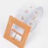Faux Bamboo Buckle Belt – Wide PVC Waist Belt