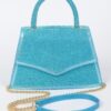 Rhinestone Top Handle Clutch with Metallic Accents