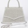 Rhinestone Top Handle Clutch with Metallic Accents