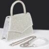 Rhinestone Top Handle Clutch with Metallic Accents