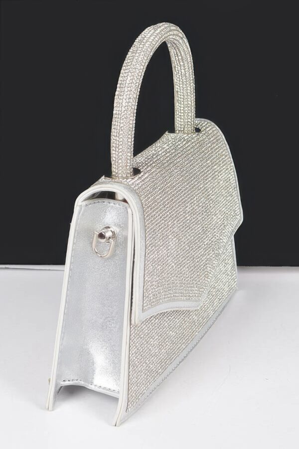 Rhinestone Top Handle Clutch with Metallic Accents
