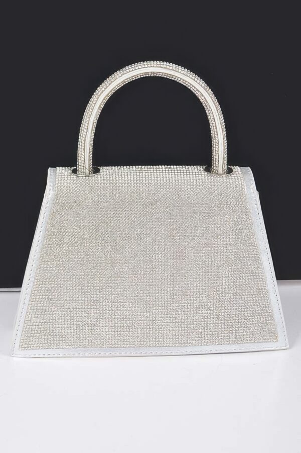 Rhinestone Top Handle Clutch with Metallic Accents