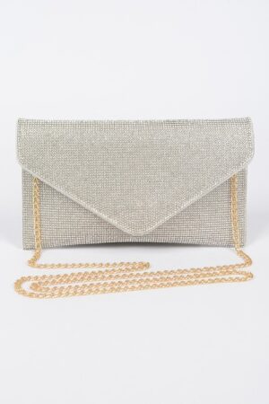 Full Rhinestone Envelope Chain Clutch – Evening Sparkle