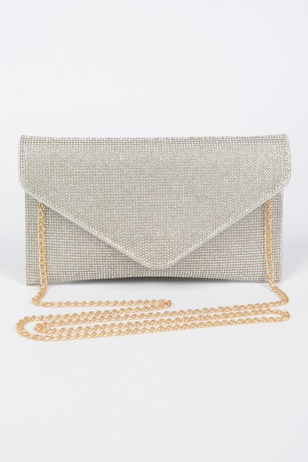 Full Rhinestone Envelope Chain Clutch – Evening Sparkle