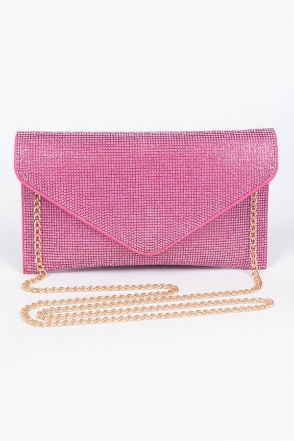 Full Rhinestone Envelope Chain Clutch – Evening Sparkle