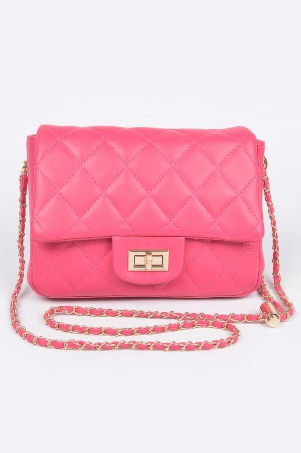 Quilted Faux Leather Flap Bag – Compact Top-Handle