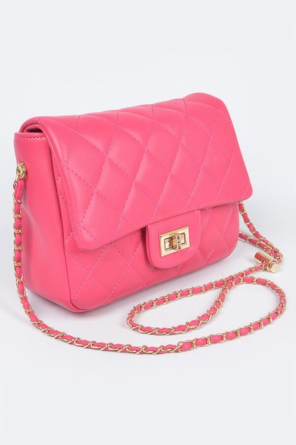 Quilted Faux Leather Flap Bag – Compact Top-Handle