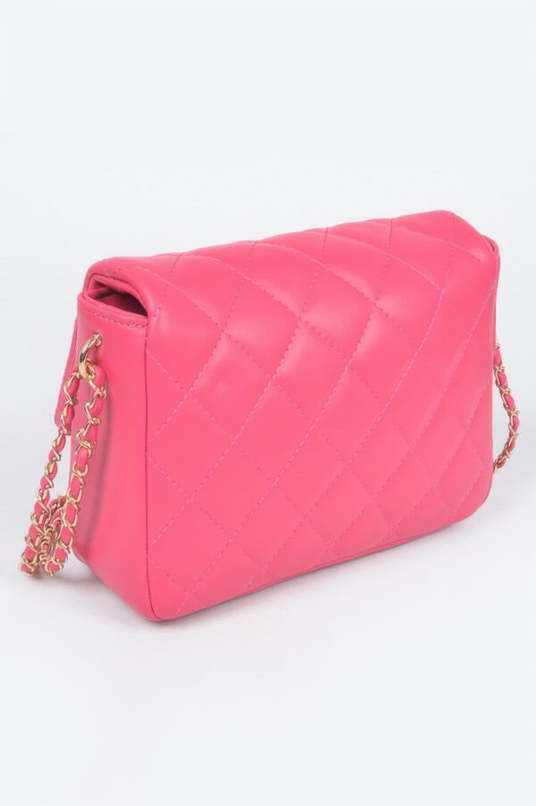 Quilted Faux Leather Flap Bag – Compact Top-Handle