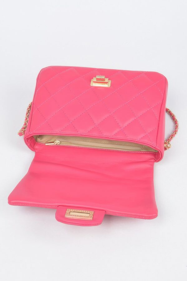 Quilted Faux Leather Flap Bag – Compact Top-Handle