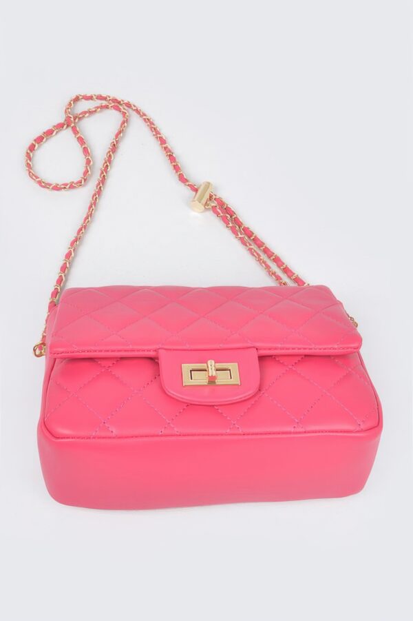 Quilted Faux Leather Flap Bag – Compact Top-Handle