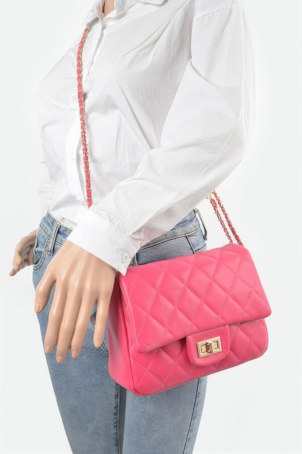 Quilted Faux Leather Flap Bag – Compact Top-Handle