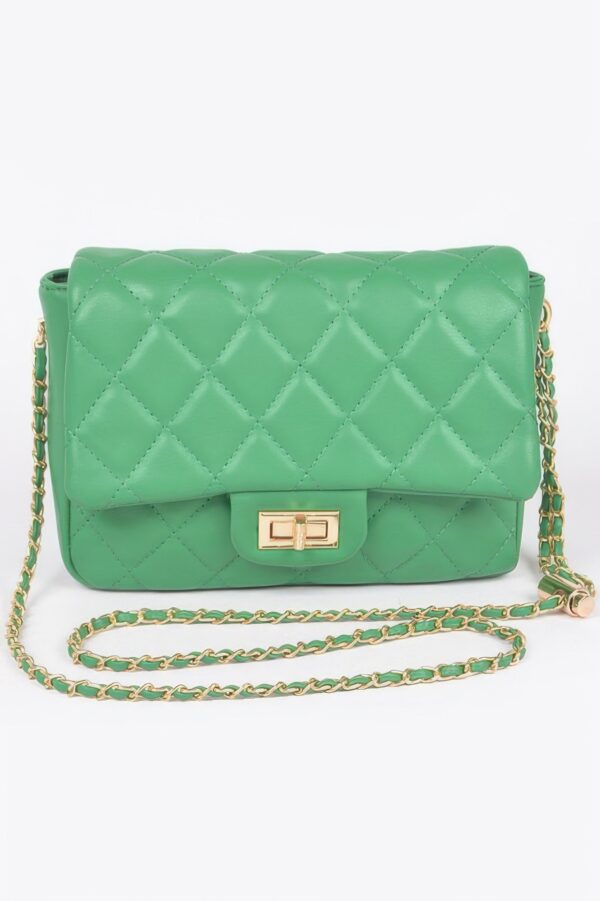 Quilted Faux Leather Flap Bag – Compact Top-Handle