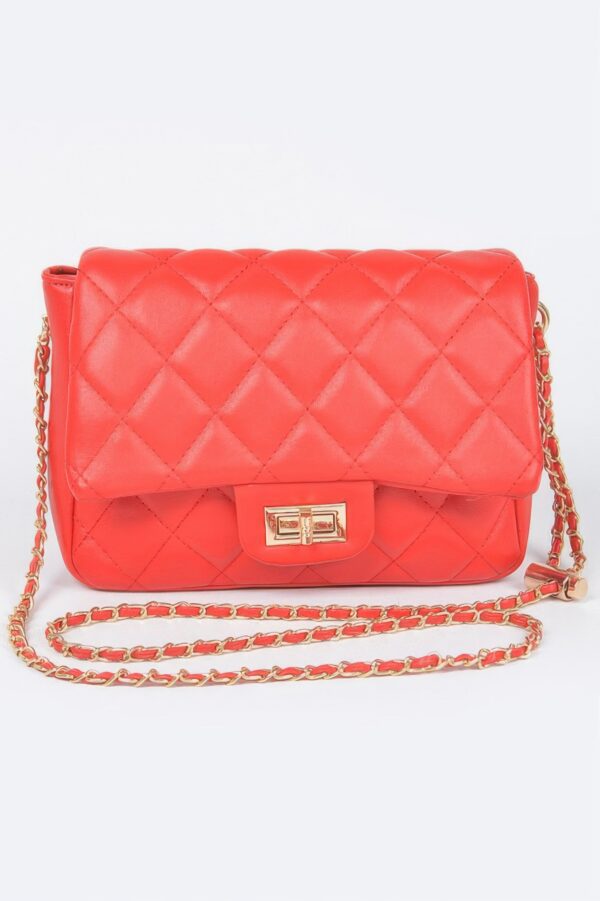 Quilted Faux Leather Flap Bag – Compact Top-Handle